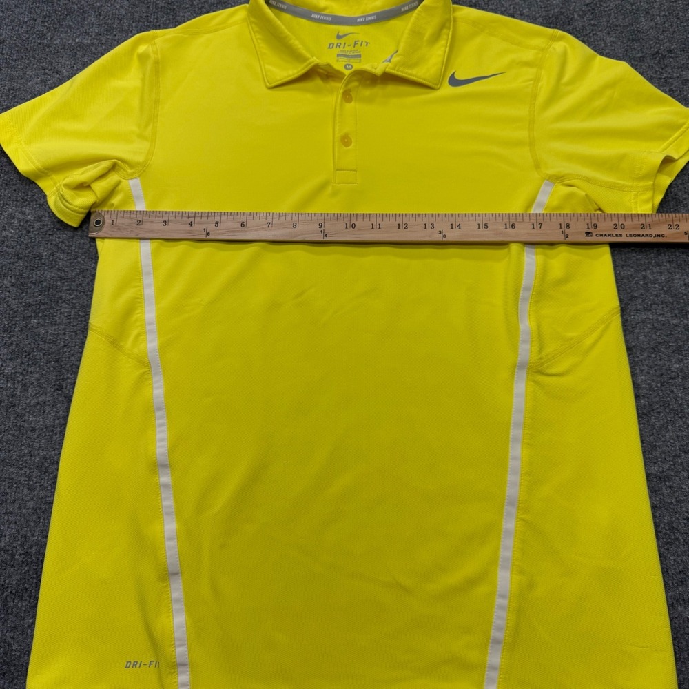 Nike Tennis Mens Dri-FIT Polo Shirt Yellow White Stripe Short Sleeve Size M - Picture 6 of 9